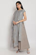 Grey Poly Metallic Cotton Straight Kurta Sharara Suit Set image number 2