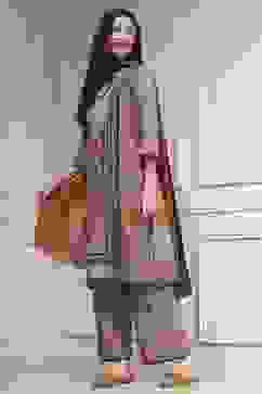 Brown Cotton Printed Straight Suit Set image number 3