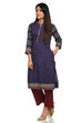 Purple Cotton Straight Printed Kurta image number 3