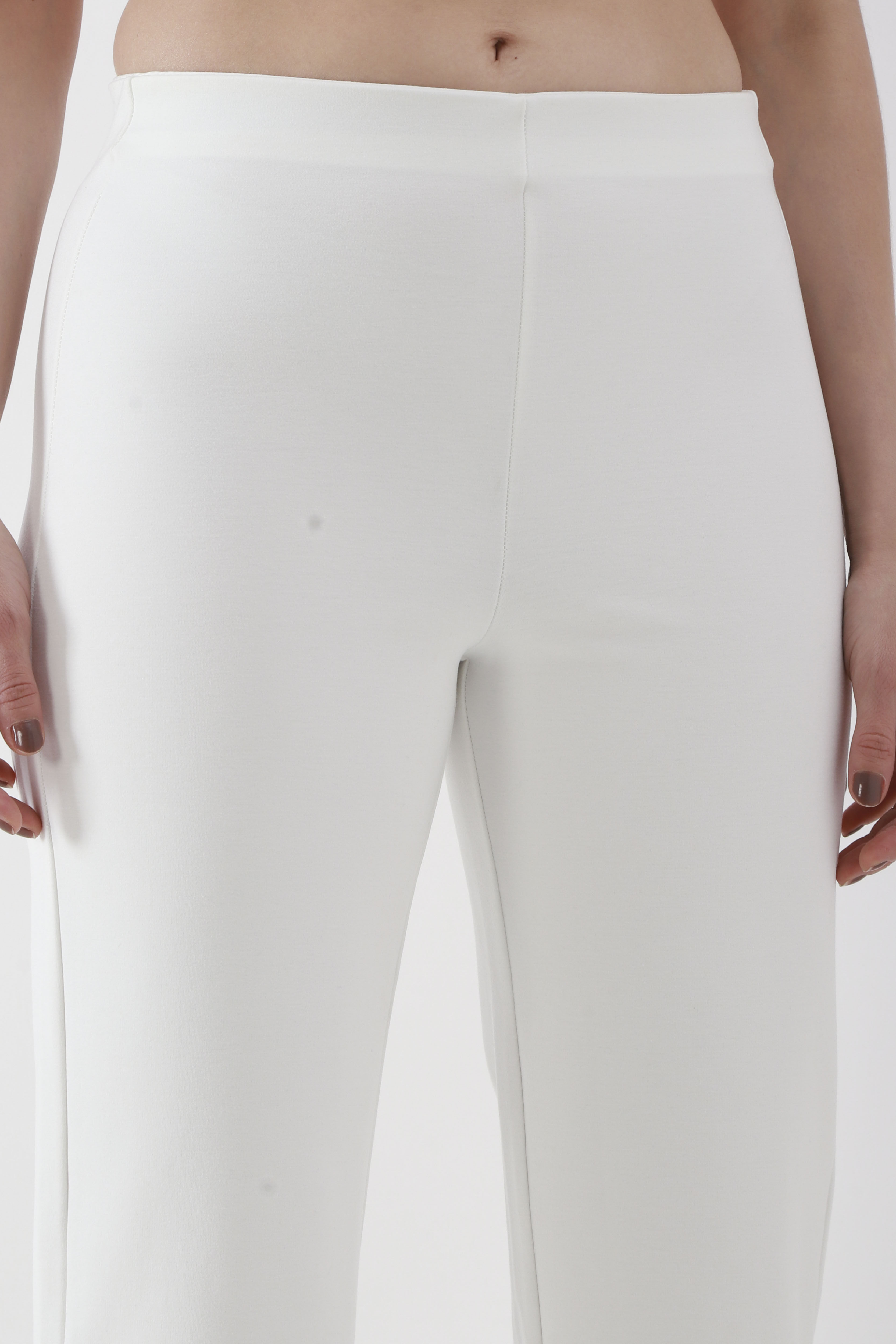 White Solid Flared Pants image number 1