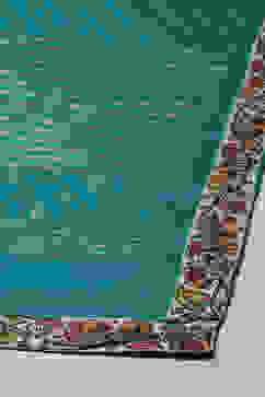 Turquoise Poly Modal Layered Printed Kurta Churidar Suit Set image number 3