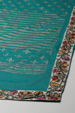Turquoise Poly Modal Layered Printed Kurta Churidar Suit Set image number 3