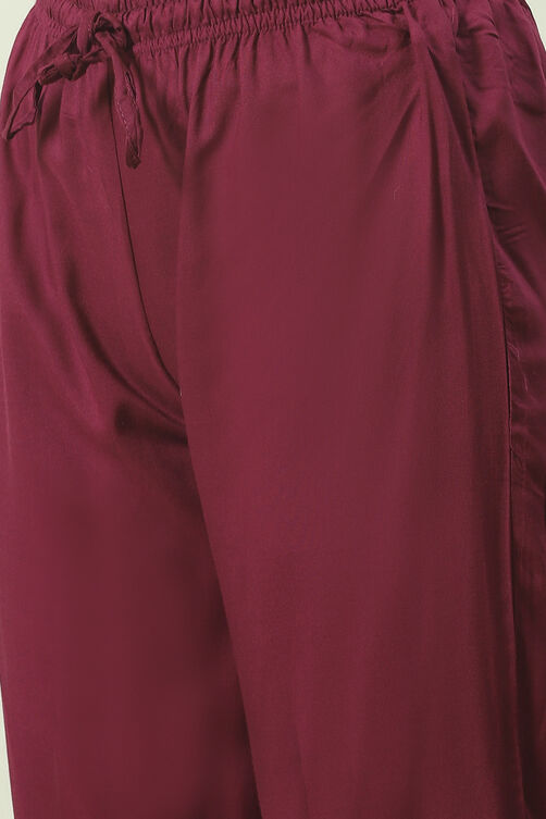 Buy Plum Printed Rayon Straight Kurta Regular Pant Suit Set for INR1749 ...