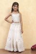 White Polyester Dyed Kalidar Lehenga Set image number 7