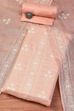 Peach Cotton Blend Printed Unstitched Suit Set