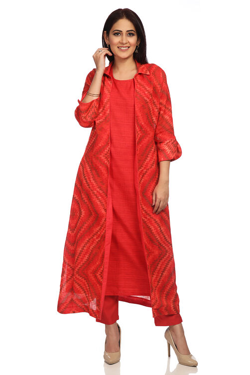 Red Cotton Straight Toga Kurta image number 0