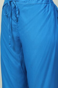 Turquoise Art Silk Straight Kurta Palazzo Suit Set image number 2