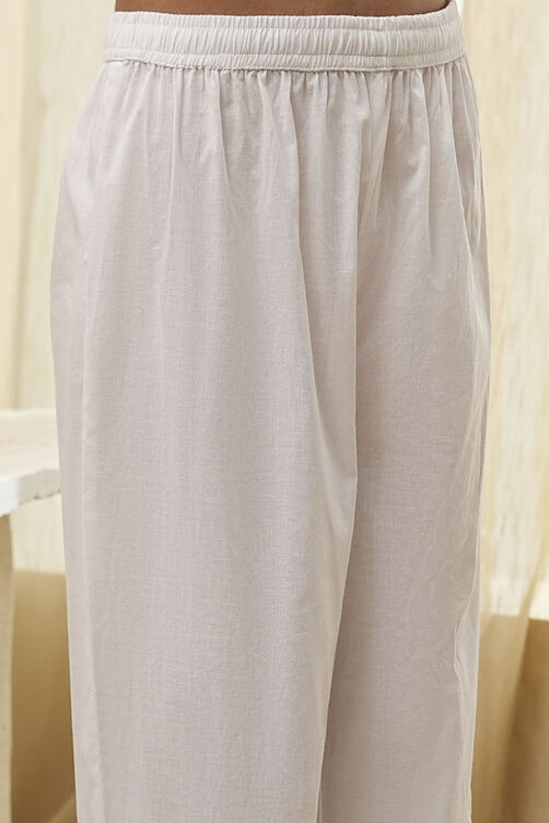 White and Red Cotton Asymmetric Suit Set image number 2