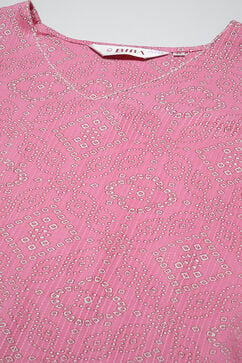Pink Viscose Straight Printed Kurta image number 5
