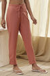 Rust Cotton Solid Regular Pants image number 3