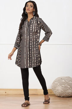 Black Cotton Blend Solid Churidar image number 0