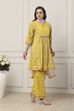 Yellow Cotton Kalidar Suit Set image number 6