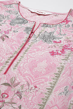 Pink Cotton Straight Kurta Pants Suit Set image number 5