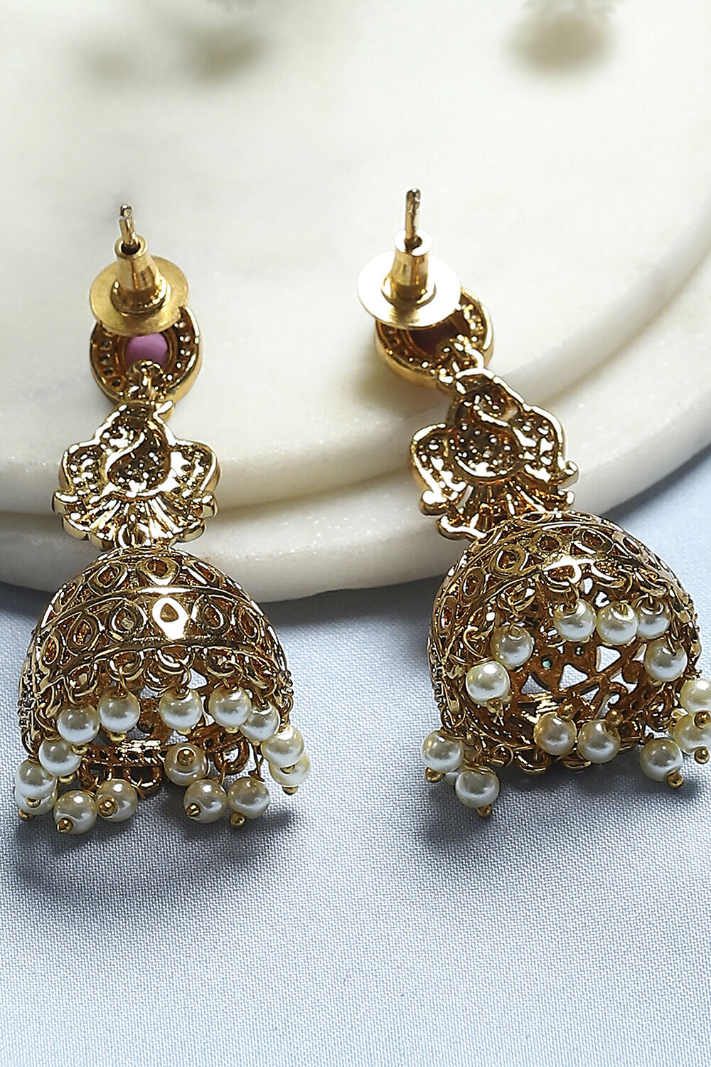 Red Gold Alloy Jhumka image number 2