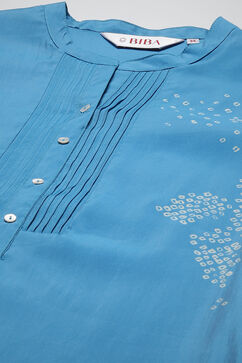 Blue Viscose Straight Printed 2 Piece Set image number 5