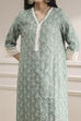 Sap Green Chanderi Straight Suit Set image number 1