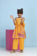 Orange Cotton Printed Straight Suit Set image number 7