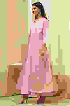 Light Pink Printed Layered Cape Dress image number 4
