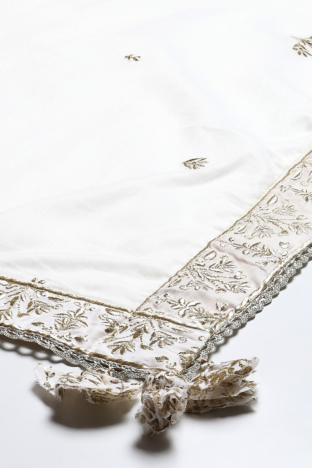 Pastel Blue Cotton Anarkali Kurta Sharara Suit Set image number 3