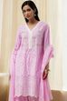 Pink Cotton Schiffli Straight Suit Set image number 7