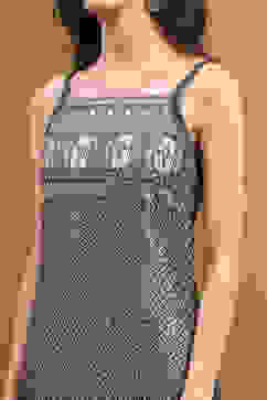 Grey Silk Floral Hand-Block Printed Festive Straight Kurta image number 1