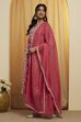 Pink Viscose Blend Floral Design Kalidar Kurta Set image number 3