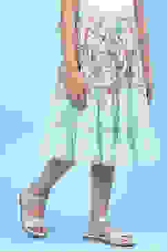 Mint Green Cotton Flared Printed Skirt image number 3