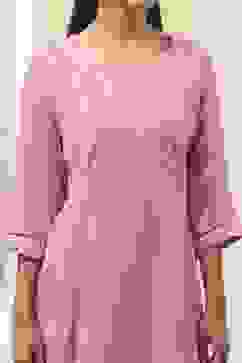 Pink Embroidered Kalidar Suit Set image number 1