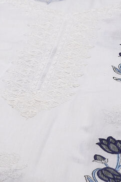 White Cotton Printed Unstitched Suit Set image number 2