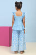 Blue Cotton Printed A-line Suit Set image number 4