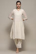 White Polyester Asymmetric Kurta