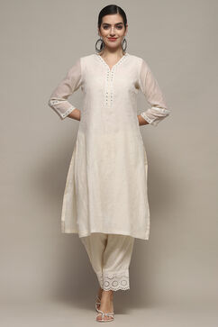 White Polyester Asymmetric Kurta image number 0