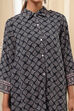 Black Printed Shirt-Style Straight Co-ord Set image number 1