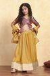 Mustard Yellow Polyester Gathered Lehenga Set