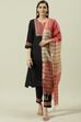 Black Solid Straight Kurta Regular Pant Suit Set image number 5