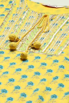 Yellow Cotton Straight Kurta Palazzo Suit Set image number 1