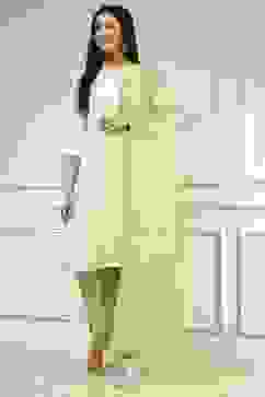 Green Cotton Straight Suit Set image number 5