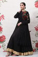 Rohit Bal Black Cotton Silk Anarkali Embroidered Suit Set image number 6