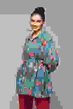 Teal LIVA Printed Top image number 2