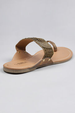 Bronze Sequin Embellished Sandals image number 5