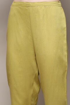 Lime Green LIVA Straight Kurta Pant Suit Set image number 2