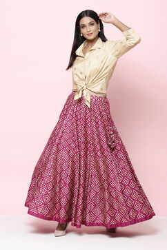 Magenta Flared Cotton Skirts image number 3