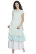Yellow Flared Art Silk Printed Kurta image number 0