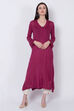 Wine Pink Acrylic And Wool Straight Solid Kurta image number 0