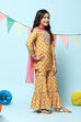 Yellow Poly Viscose Straight Printed Suit Set image number 6