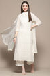 Off White Cotton Anarkali Suit Set image number 0