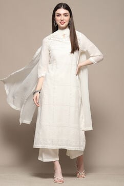 Off White Cotton Anarkali Suit Set image number 0