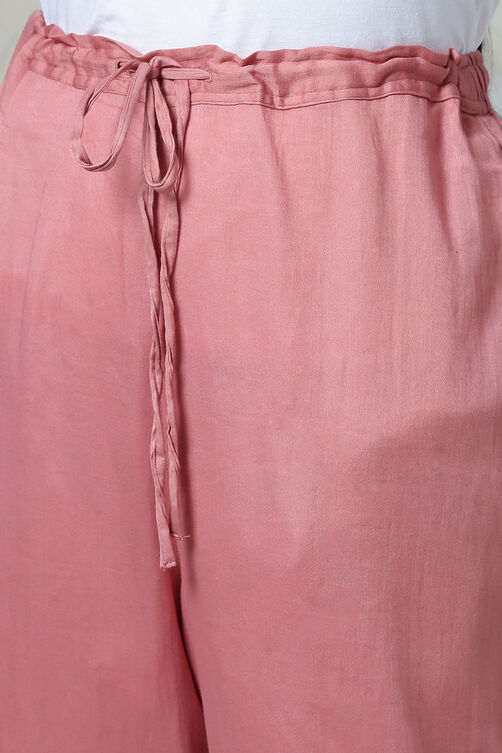 Onion Pink Cotton Silk Straight Kurta Pant Suit Set image number 3