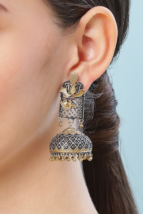 Oxidised Gold Earrings image number 1