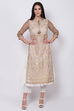 Brown Poly Cotton A-Line Printed Kurta image number 0